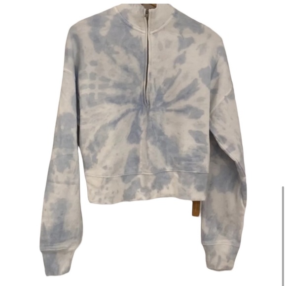 Reformation 3/4 Zip Sweatshirt Track Jacket Sky Blue & White Size S Tornado New - Picture 10 of 15